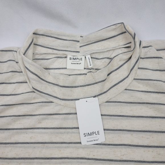 NWT grey& whitestriped cowl-neck sleeveless tunic - Picture 3 of 5